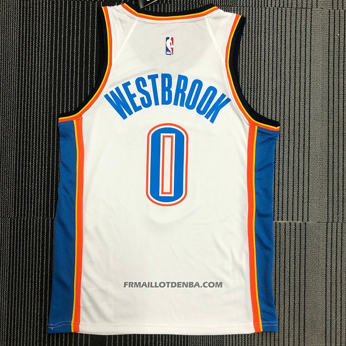 Maillot Oklahoma City Thunder Russell Westbrook NO 0 Association Blanc